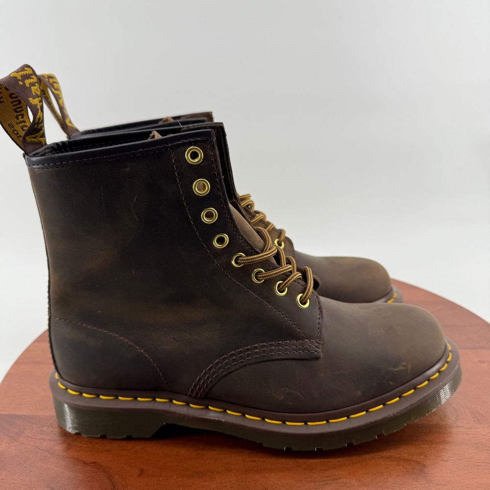 Dr. Martens 1460 Crazy Horse Leather Boots Gaucho Brown 8 Eye US Men 9 Women 10